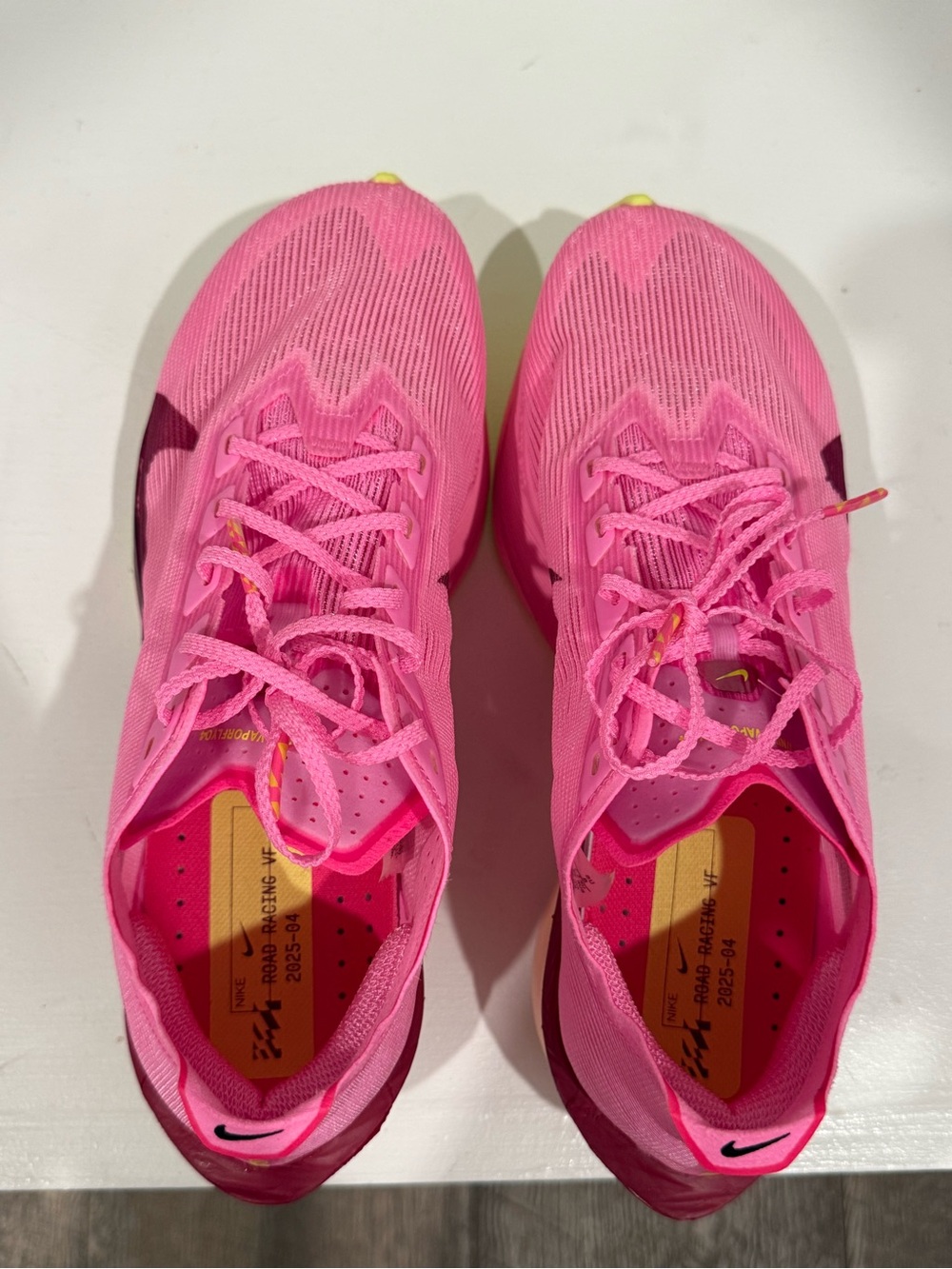 Nike Women's Neon Pink Racing Shoes with Berry Swoosh - Picture 4 of 5
